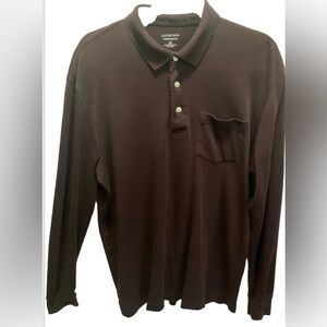 Lands' End Polo Shirt Mens L Plum purple Color Long Sleeve Cotton